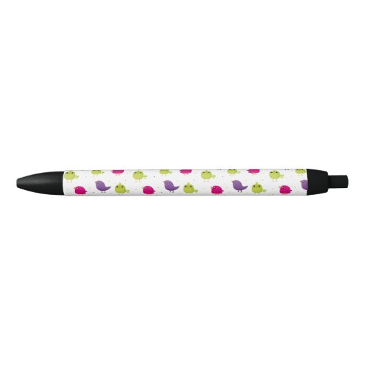 Stylo Noir Oiseaux colorés (Devant)