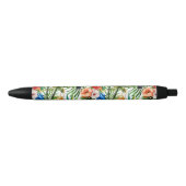Stylo Noir Oiseaux d'aquarelle et motif tropicaux de (Devant)
