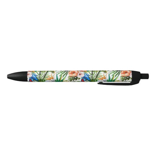 Stylo Noir Oiseaux d'aquarelle et motif tropicaux de (Bas)