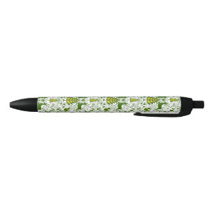 Stylo Noir Oiseaux de cerfs en fleurs de Noël or