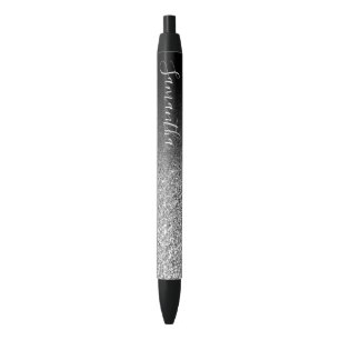 Stylo Noir Ombre Noir Personnalisé Paillettes Argentées