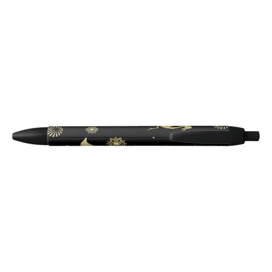 Stylo Noir Or élégant et monogramme noir d'art de Flamant (Dos)