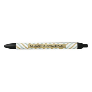 Stylo Noir Or en bon état et rayures blanches