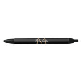 Stylo Noir Or Monogramme Élégant Style Script (Devant)
