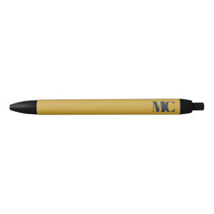 Stylo Noir Or Navy Blue Monogramme Élégant Moderne