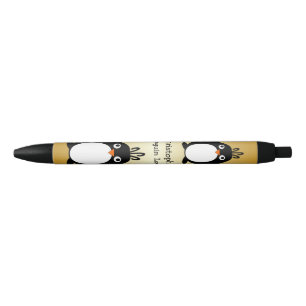 Stylo Noir Or personnalisé de conception de pingouin coloré