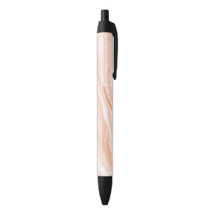 Stylo Noir Orange Et Pierre De Marbre blanc Délicat