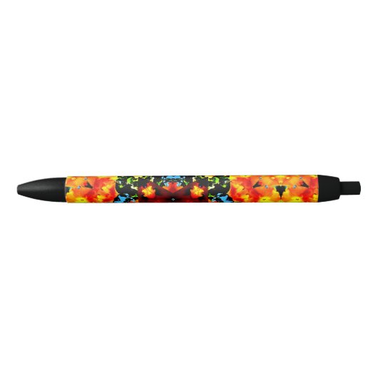 Stylo Noir Orange Florale (Devant)