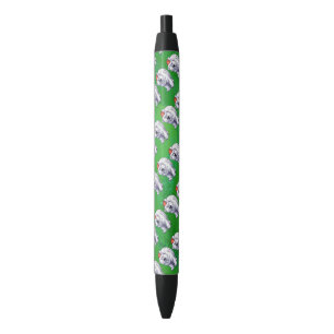 Stylo Noir Ours polaire Noël sur vert