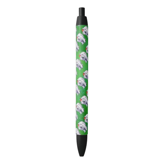 Stylo Noir Ours polaire Noël sur vert (devant Vertical)