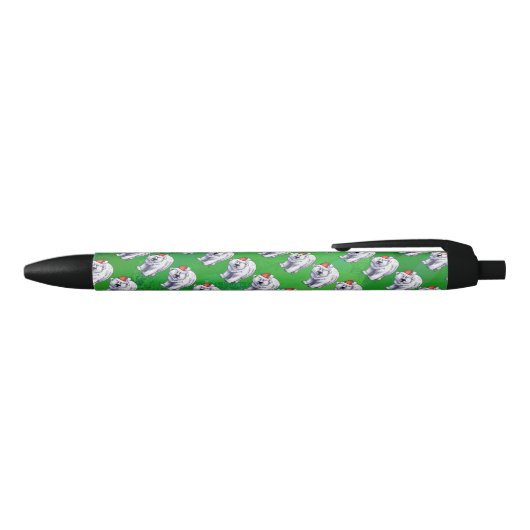 Stylo Noir Ours polaire Noël sur vert (Haut)