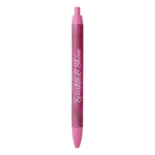 Stylo Noir Paillettes Rose Pailletées Brillantes (devant Vertical)