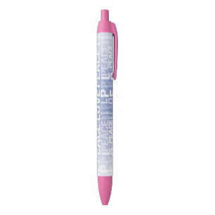 Stylo Noir Paix Amour Blanc Violet