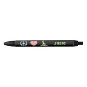 Stylo Noir Paix Amour et Science avec Nom (Devant)