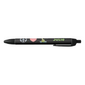 Stylo Noir Paix Amour et Science avec Nom (Bas)