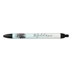Stylo Noir Palmier Noir Blanc Moderne Ciel Bleu Personnel