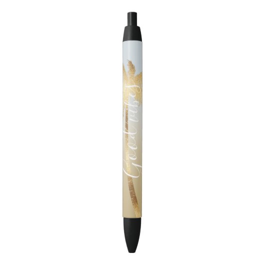 Stylo Noir Palmier Ombre d'or (devant Vertical)