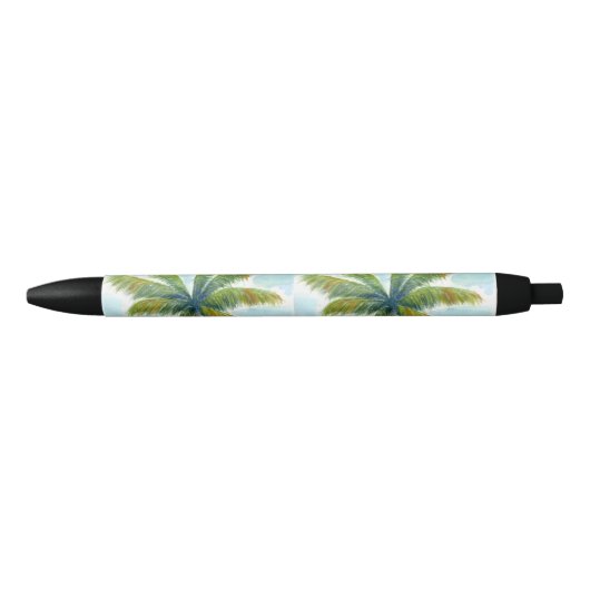 Stylo Noir Palmier Tropical Beach par beau temps (Devant)