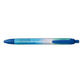 Stylo Noir Palmier tropical Océan Bleu Vert Nom Patiné (Dos)