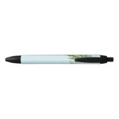 Stylo Noir Palmier Vert Tropical sur Fond Bleu Clair (Dos)