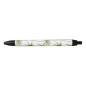 Stylo Noir Palmiers blancs verts tropicaux (Devant)