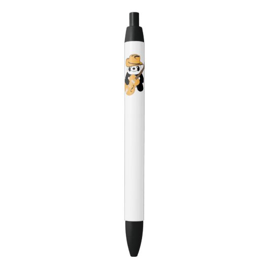 Stylo Noir Panda drôle avec guitare (devant Vertical)