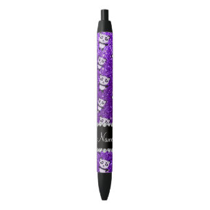 Stylo Noir Pandas pourpres personnalisés de parties