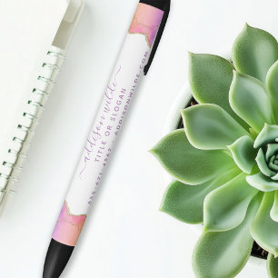 Stylo Noir Papeterie Agate Aquarelle Arc-en-Ciel Et Or