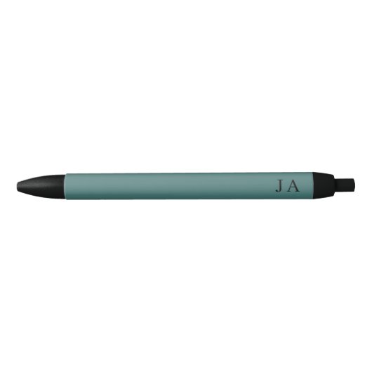 Stylo Noir Papeterie classique simple verte à monogramme (Devant)