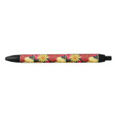 Stylo Noir Papier peint floral dans le style d'aquarelle (Devant)