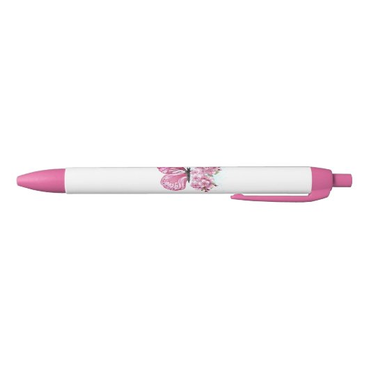 Stylo Noir Papillon à fleurs avec Sakura rose (Bas)