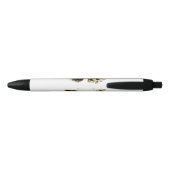 Stylo Noir Papillon à fleurs d'or avec orchidée noire (Dos)