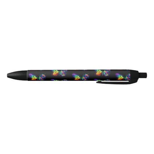 Stylo Noir Papillon arc-en-ciel (Bas)