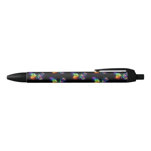 Stylo Noir Papillon arc-en-ciel (Haut)