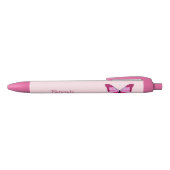 Stylo Noir Papillon jolie rose violet (Haut)