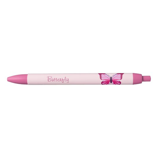 Stylo Noir Papillon jolie rose violet (Devant)