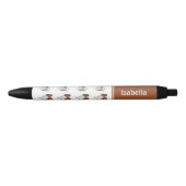 Stylo Noir Papillon Sable Rouge Chiens Mignons Avec Nom Perso (Devant)