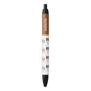 Stylo Noir Papillon Sable Rouge Chiens Mignons Avec Nom Perso