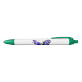 Stylo Noir Papillon saphir à fleurs (Haut)