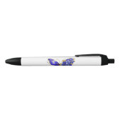 Stylo Noir Papillon saphir à fleurs (Haut)