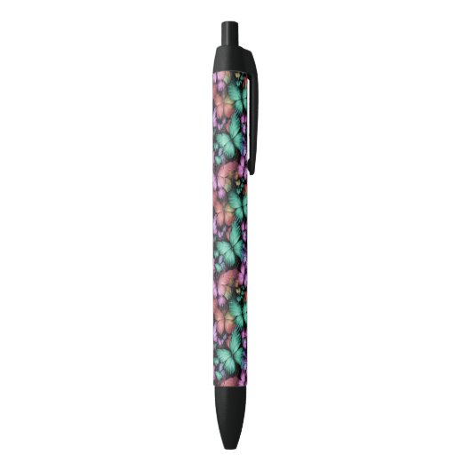 Stylo Noir Papillons colorés Imprimer (Bas (Vertical))