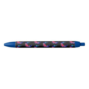 Stylo Noir Papillons de nuit Neon brillants sur arrière - pla