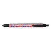 Stylo Noir Papillons et fleurs de pavot (Dos)