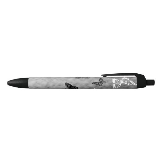 Stylo Noir Papillons noirs de blanc de n (Haut)