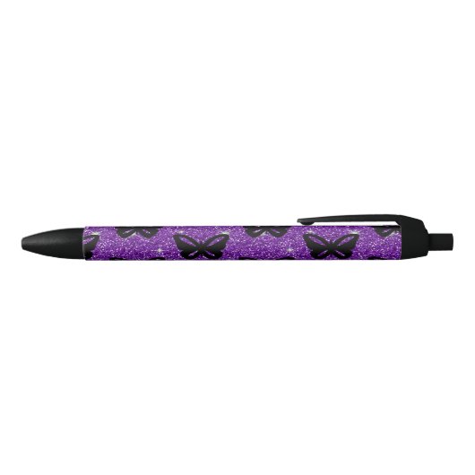 Stylo Noir Papillons Parties scintillant violettes Insectes a (Haut)