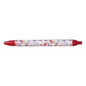 Stylo Noir Papillons rouges violets (Devant)