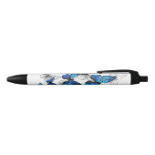 Stylo Noir Papillons volants bleus Morpho (Haut)