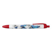Stylo Noir Papillons volants bleus Morpho (Haut)