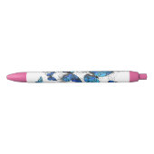 Stylo Noir Papillons volants bleus Morpho (Devant)