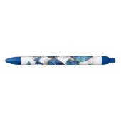 Stylo Noir Papillons volants bleus Morpho (Devant)